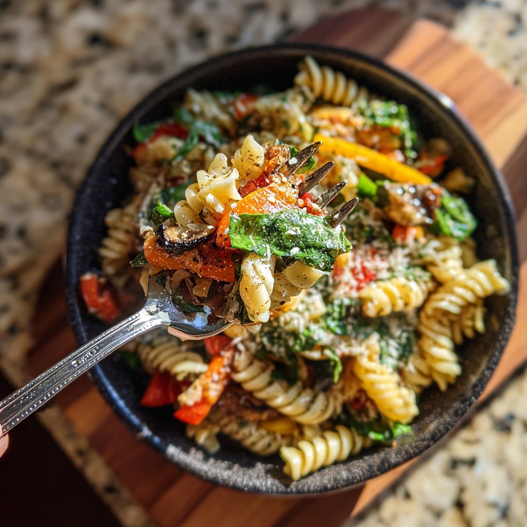 Healthy Lunch Roasted Vegetable Pasta Salad