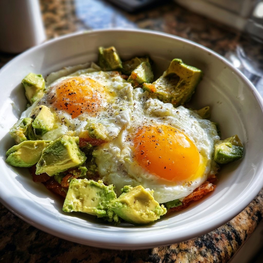 Keto Breakfast Egg And Avocado Bowl