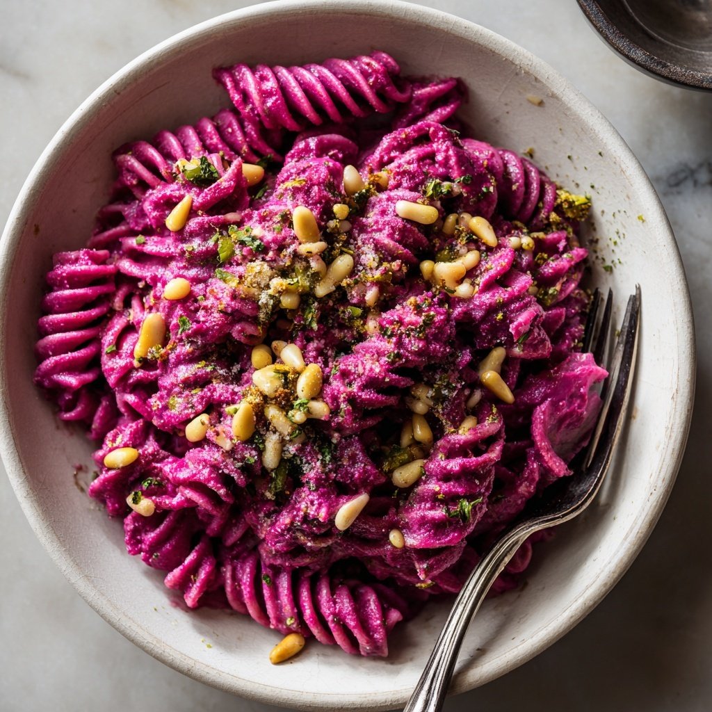 Pink Beet Pesto Pasta