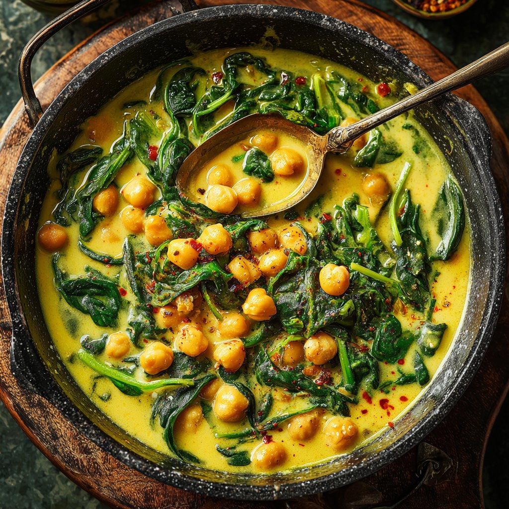 Healthy Dinner Chickpea Spinach Curry