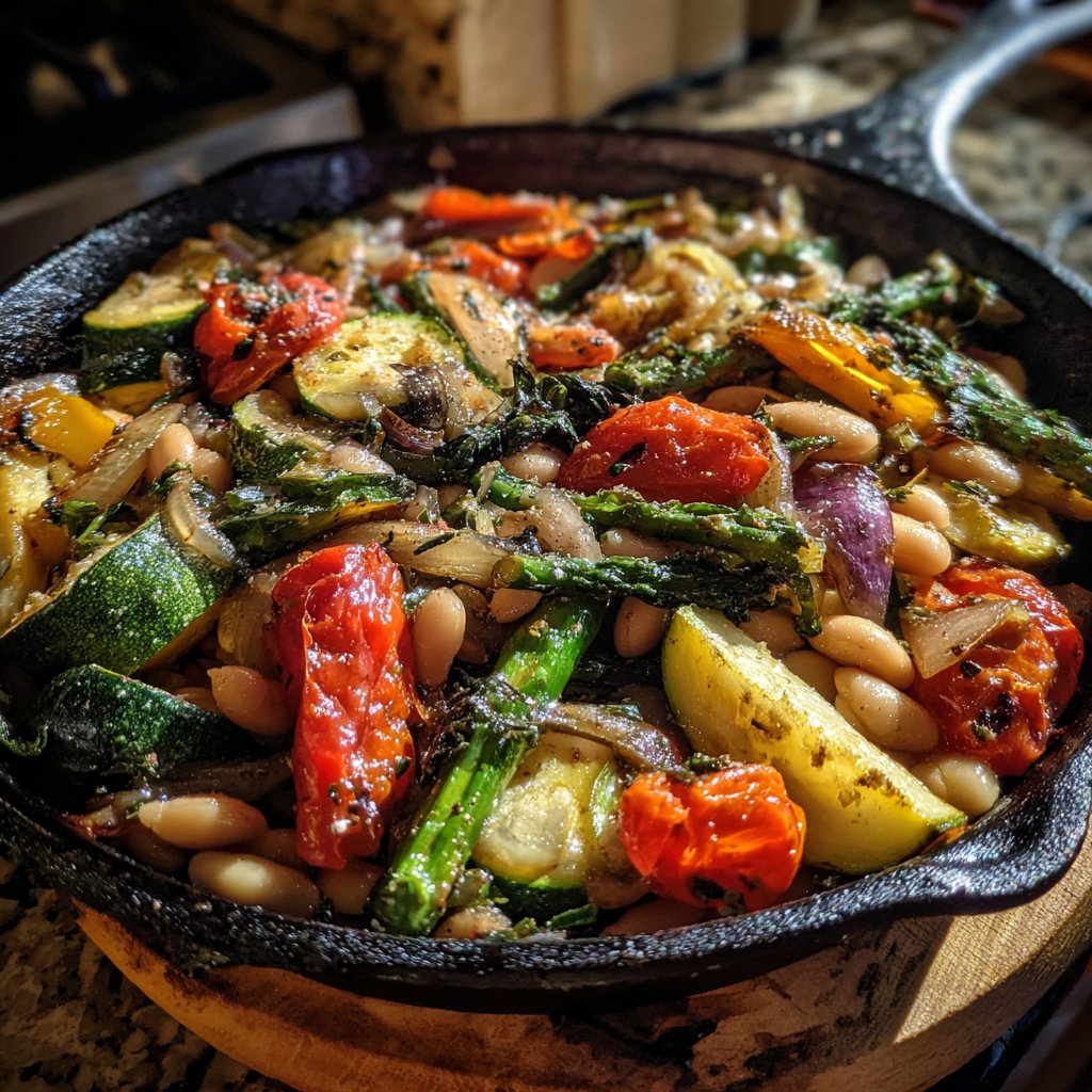 Roasted Veggie White Bean Skillet