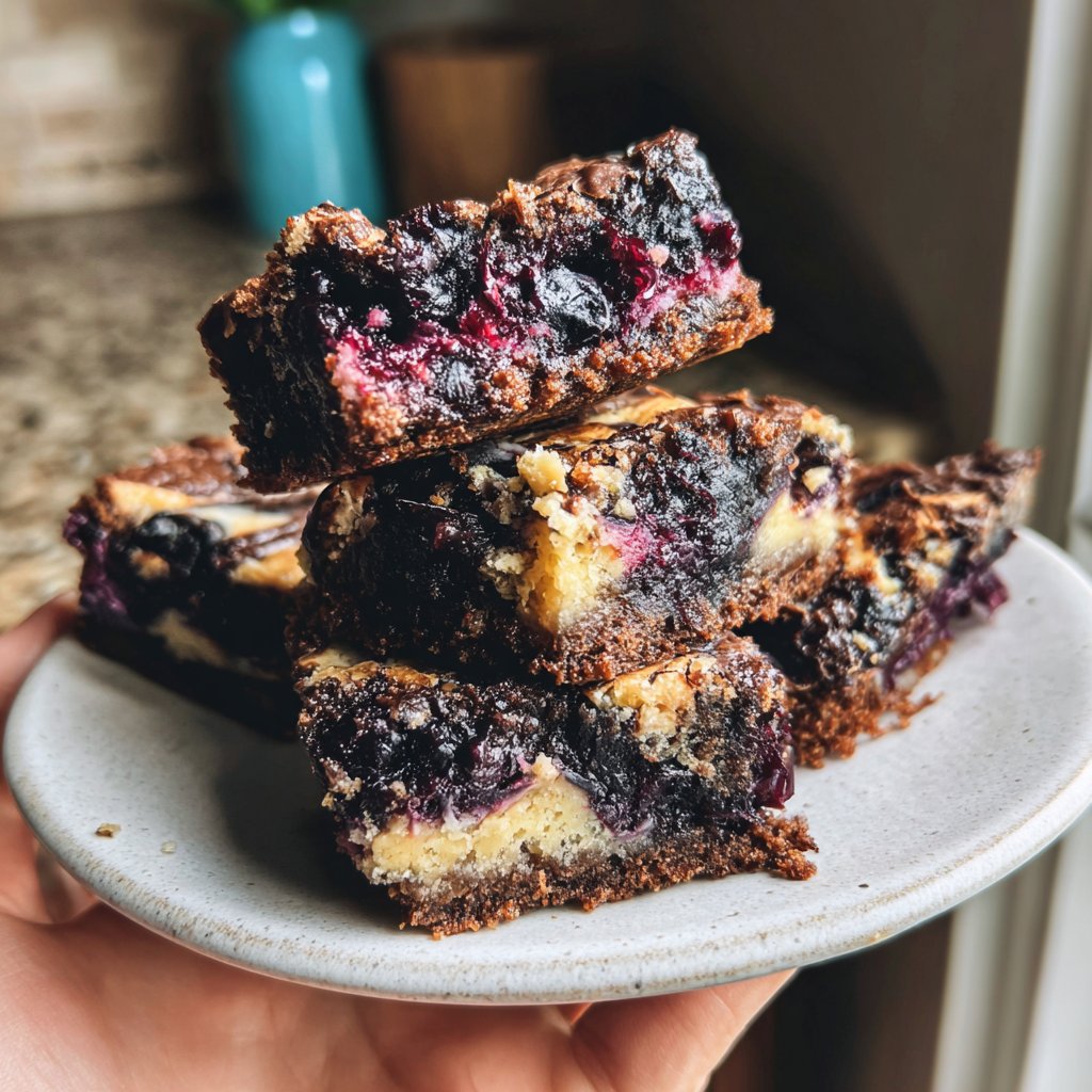 Cottage Cheese Brownies with Blueberries